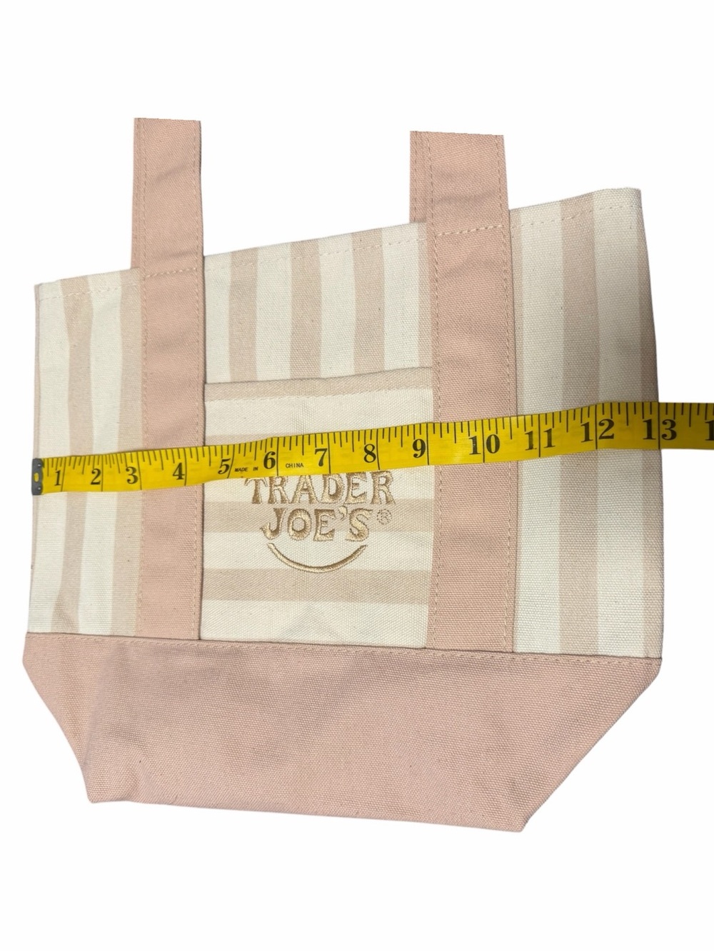 Trader Joe’s Light Brown and White Stripe Canvas Tote Bag - Picture 2 of 3